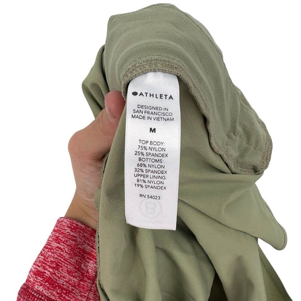 Athleta Cosmic Flutter Romper Sage Green Size Medium Sleeveless Elastic Travel - Picture 13 of 14